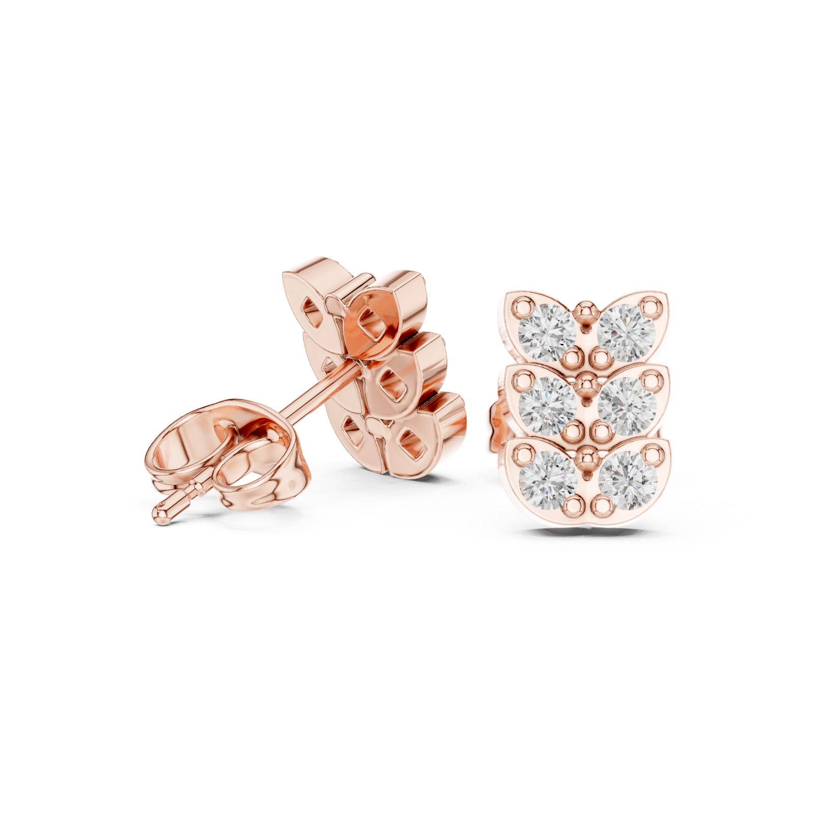  Rose Gold Eternal Grace Multi Layer Stud Earrings Left View