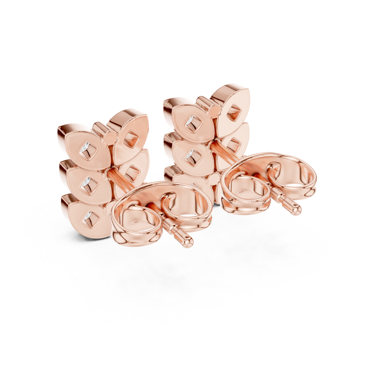  Rose Gold Eternal Grace Multi Layer Stud Earrings Side View