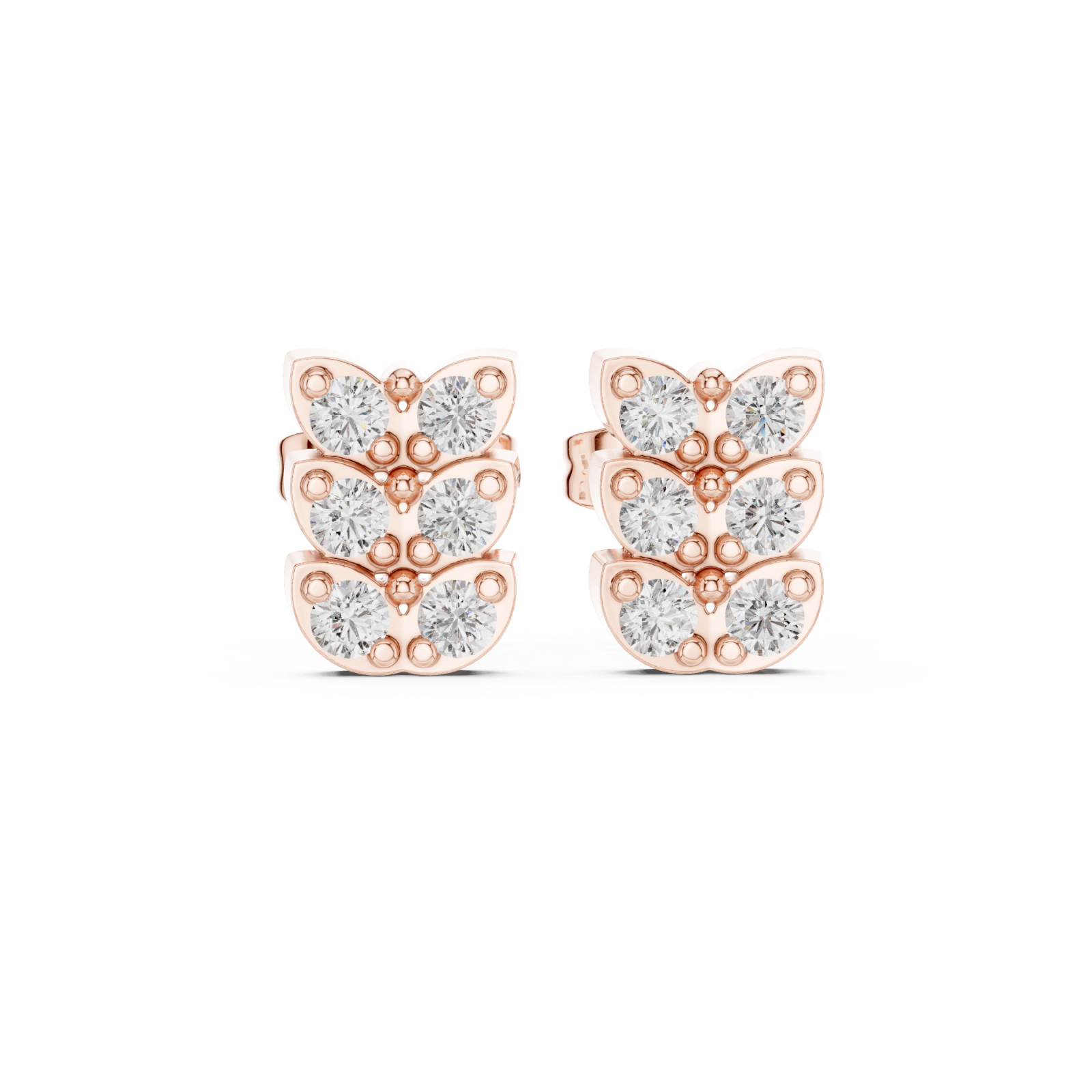  Rose Gold Eternal Grace Multi Layer Stud Earrings Front View