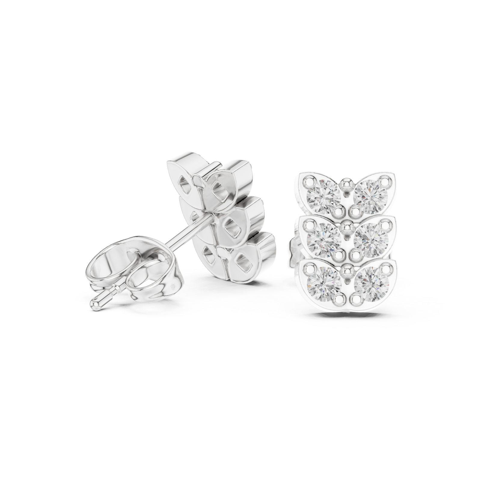  White Gold Eternal Grace Multi Layer Stud Earrings Left View