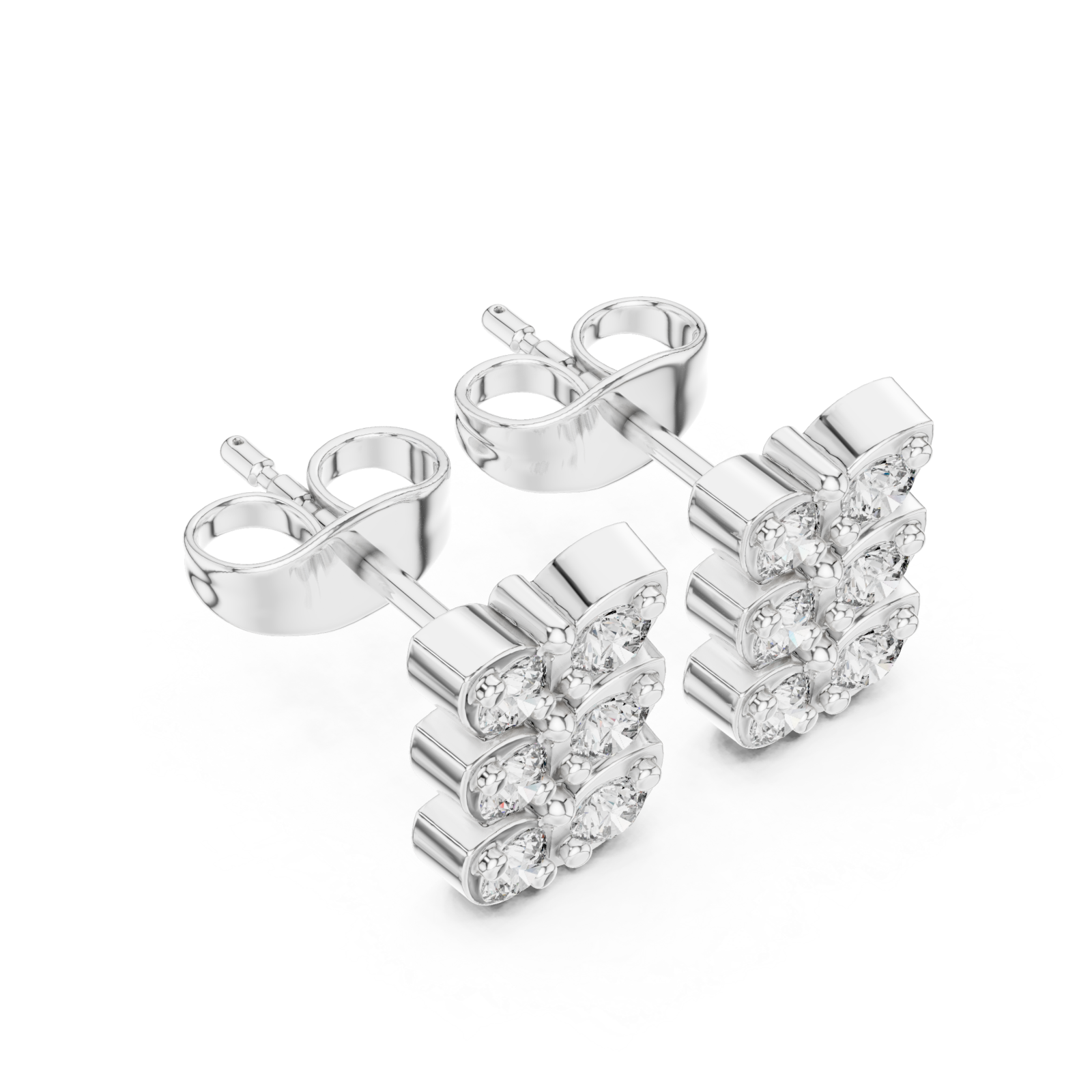  White Gold Eternal Grace Multi Layer Stud Earrings Right View