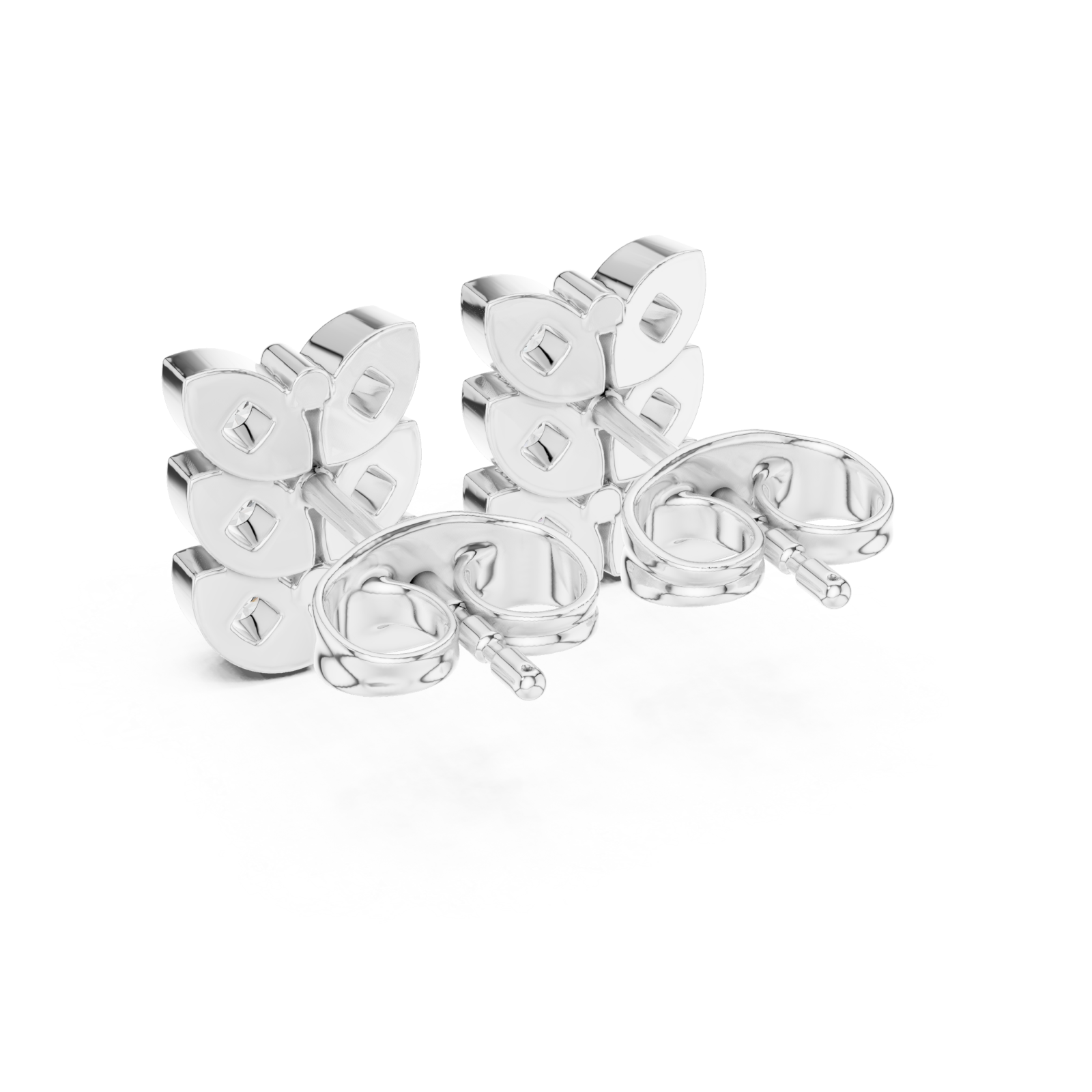 White Gold Eternal Grace Multi Layer Stud Earrings Side View