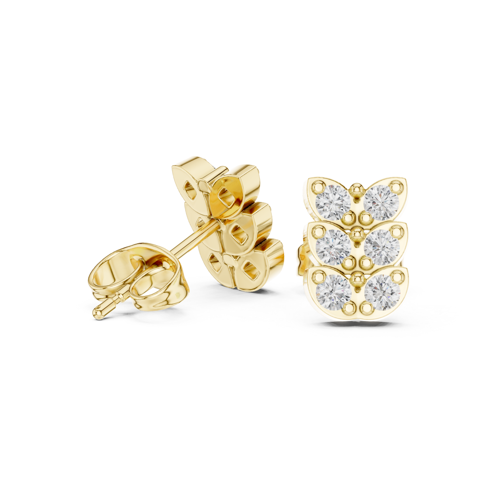  Gold Eternal Grace Multi Layer Stud Earrings Left View