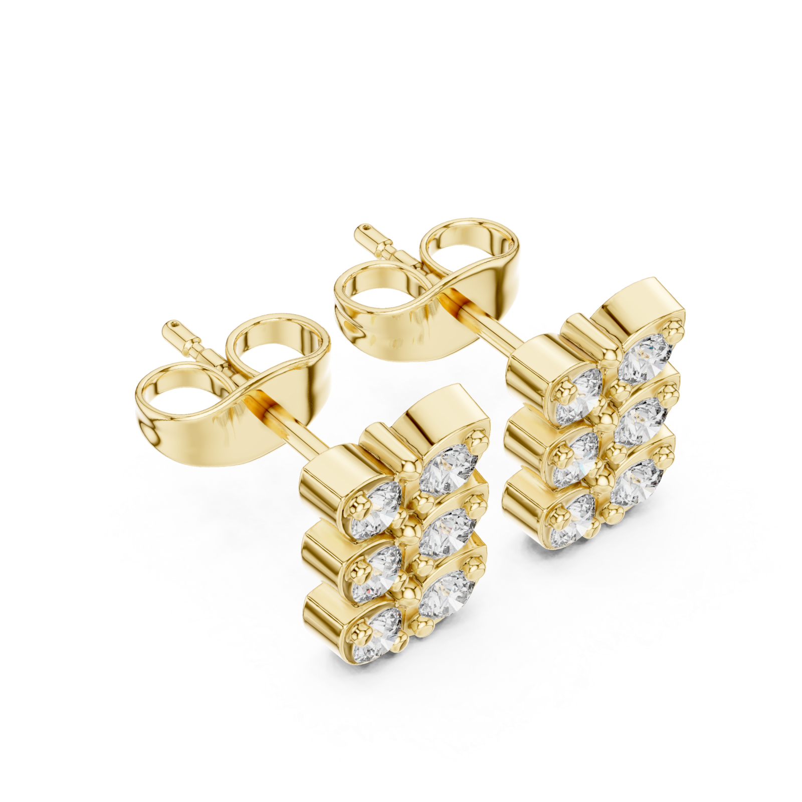 Gold Eternal Grace Multi Layer Stud Earrings Right View