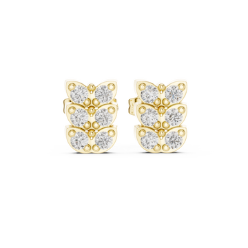  Gold Eternal Grace Multi Layer Stud Earrings Front View
