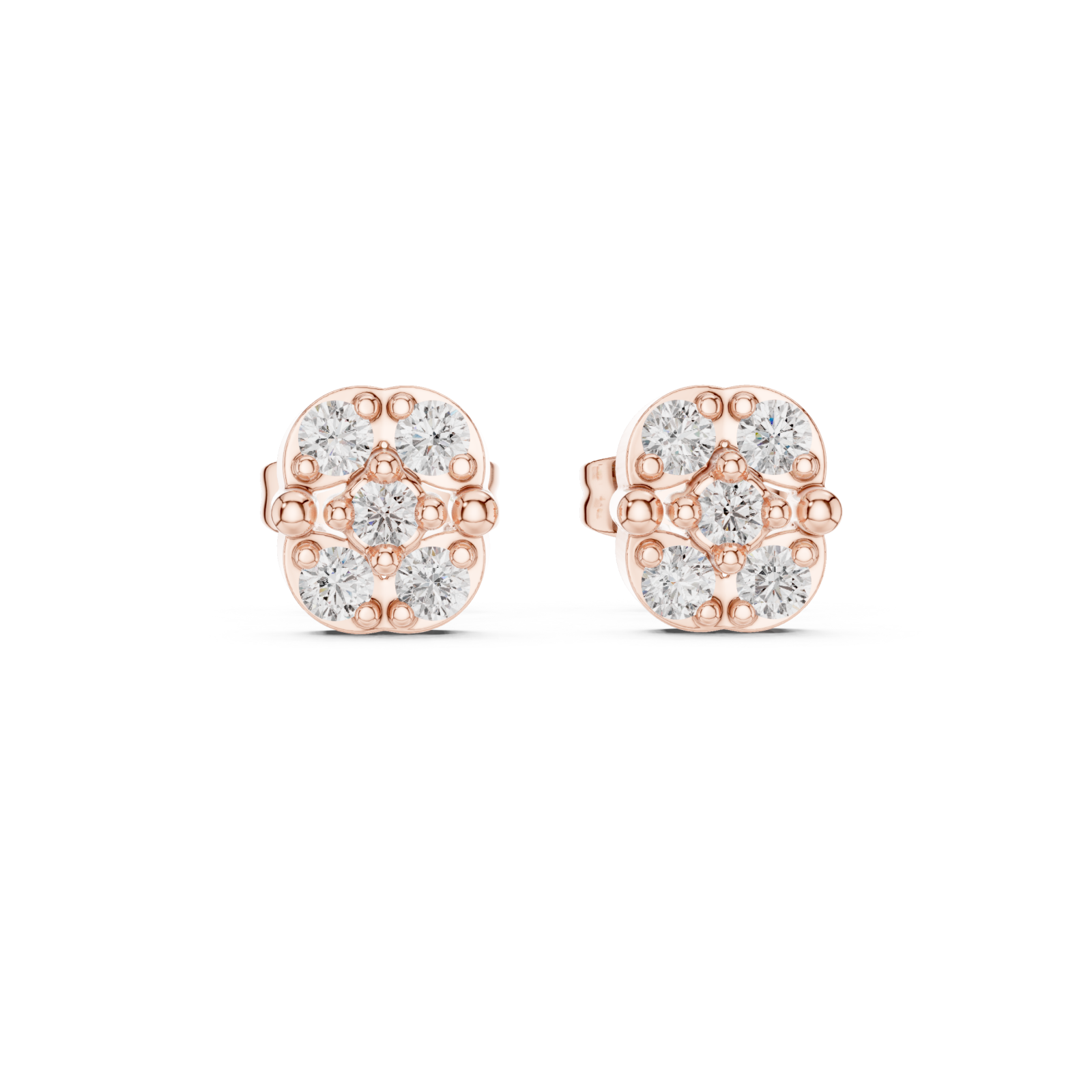  Rose Gold Radiant Cluster Elegance Earrings Front View