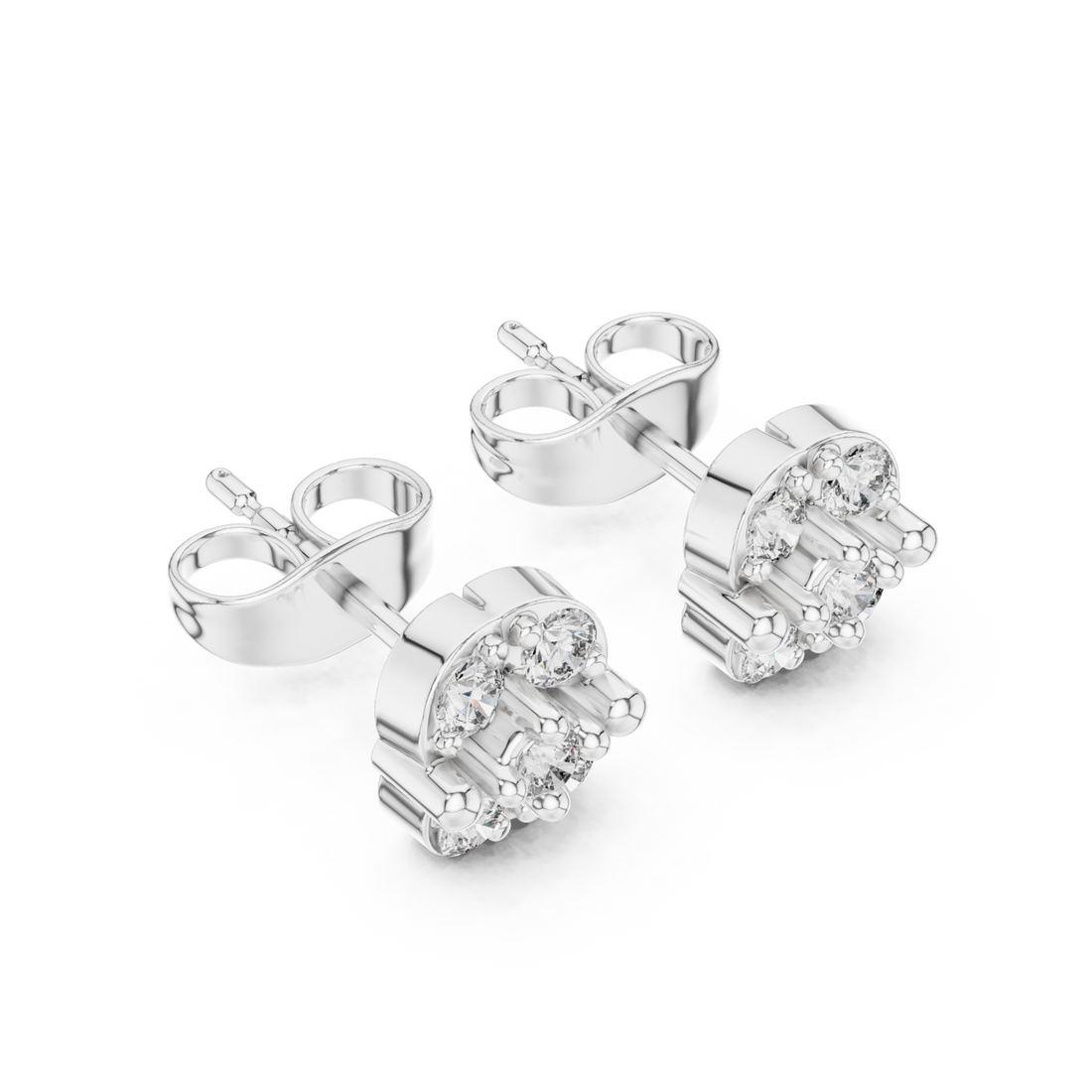  White Gold Radiant Cluster Elegance Earrings Right View