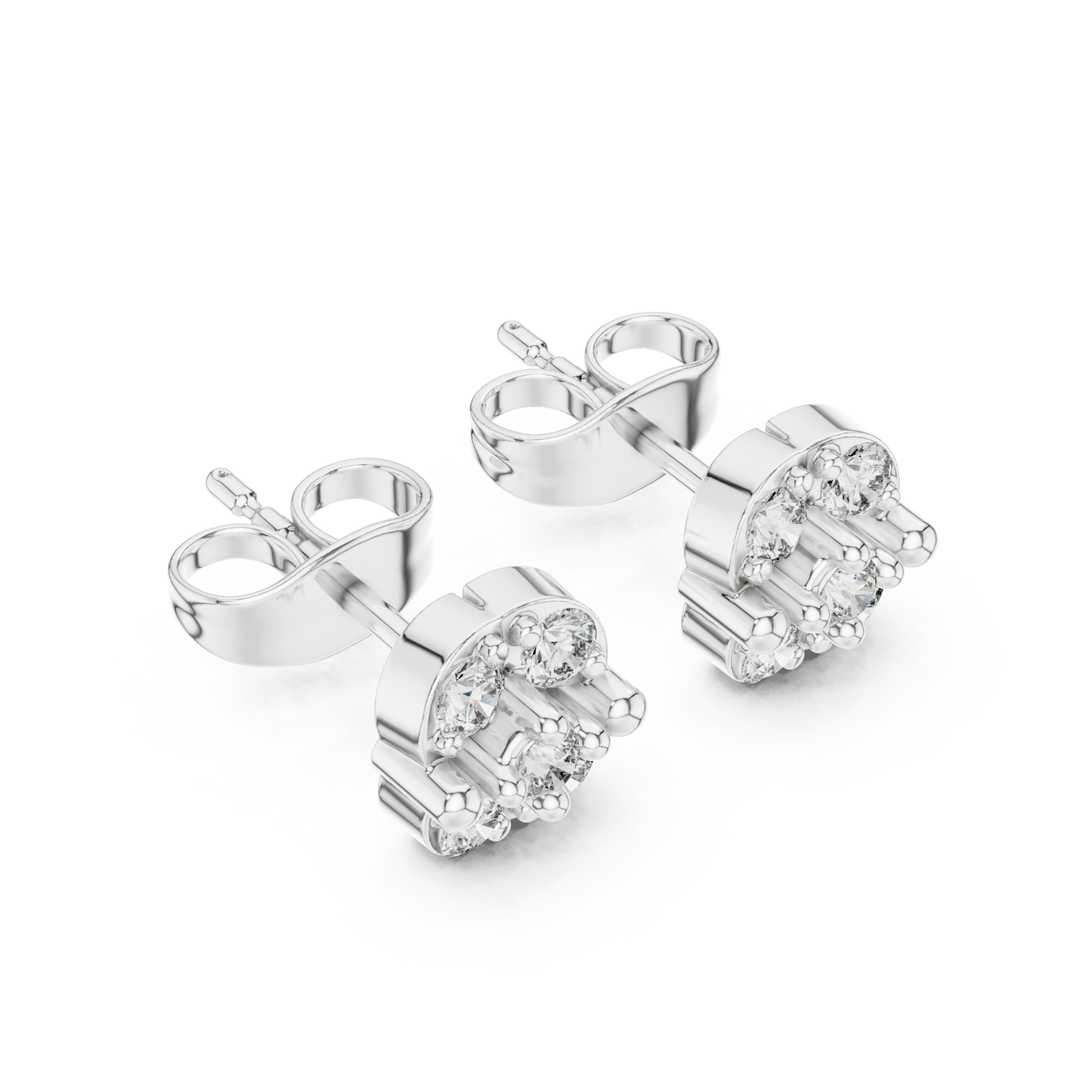  White Gold Radiant Cluster Elegance Earrings Right View