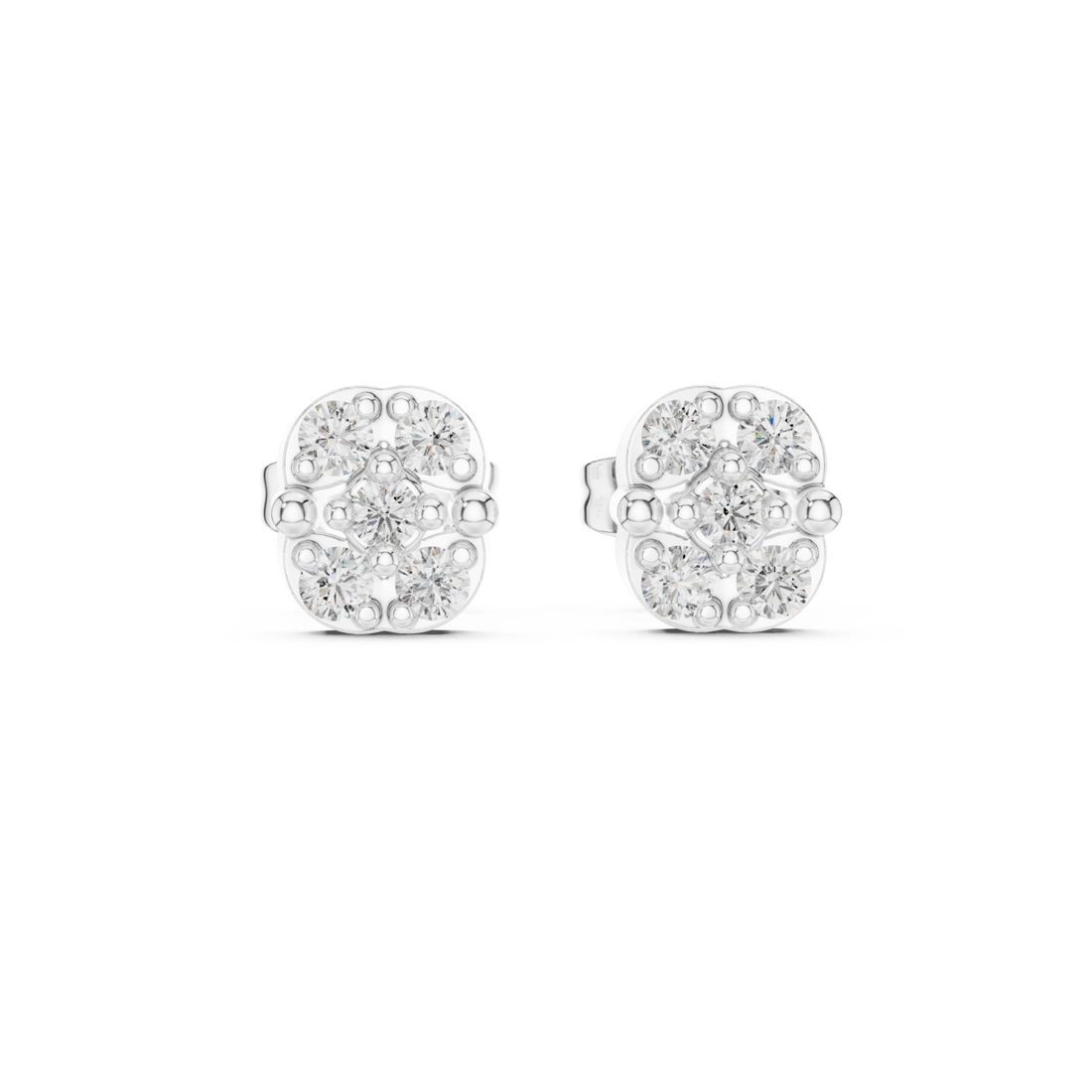  White Gold Radiant Cluster Elegance Earrings Right View