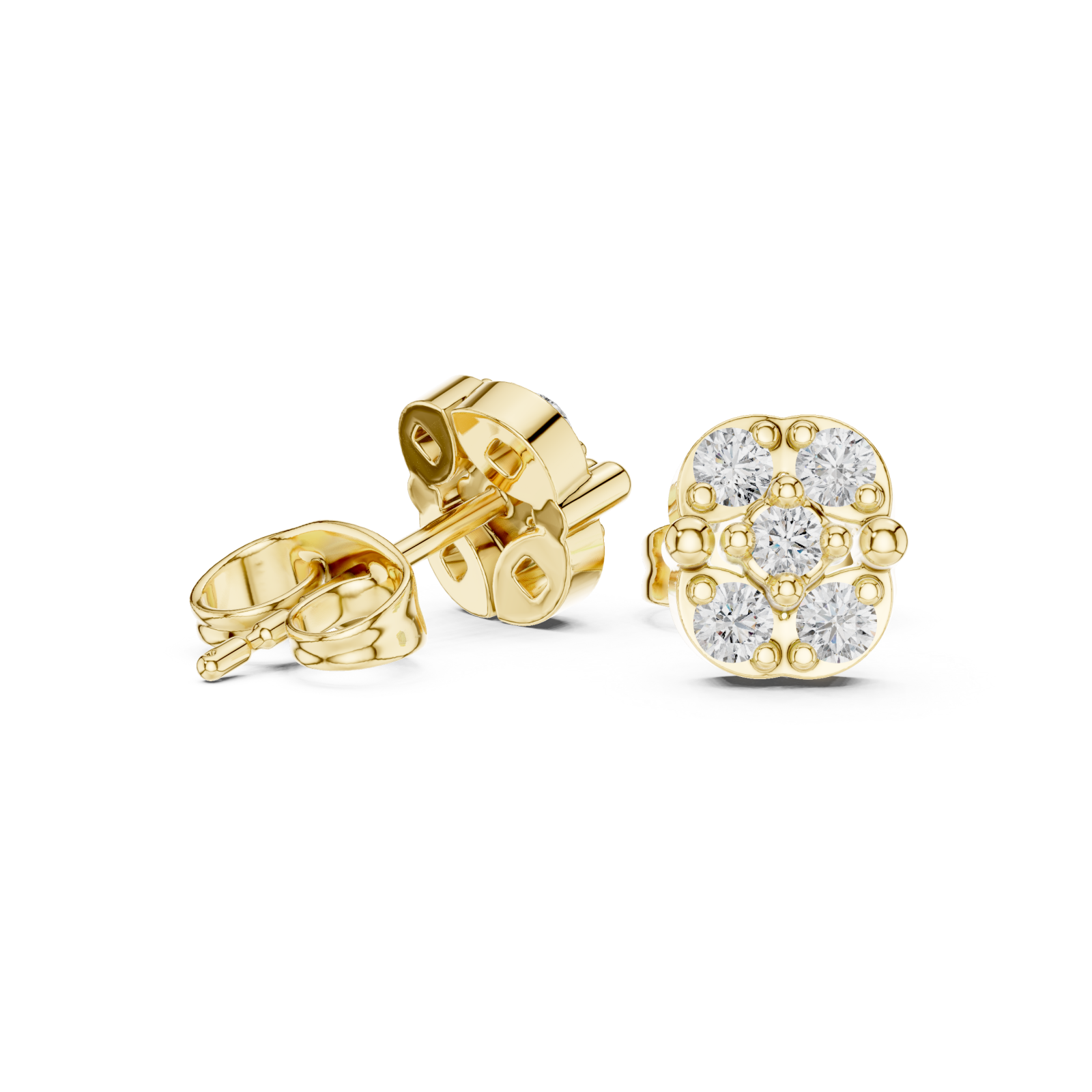  Gold Radiant Cluster Elegance Earrings Left View