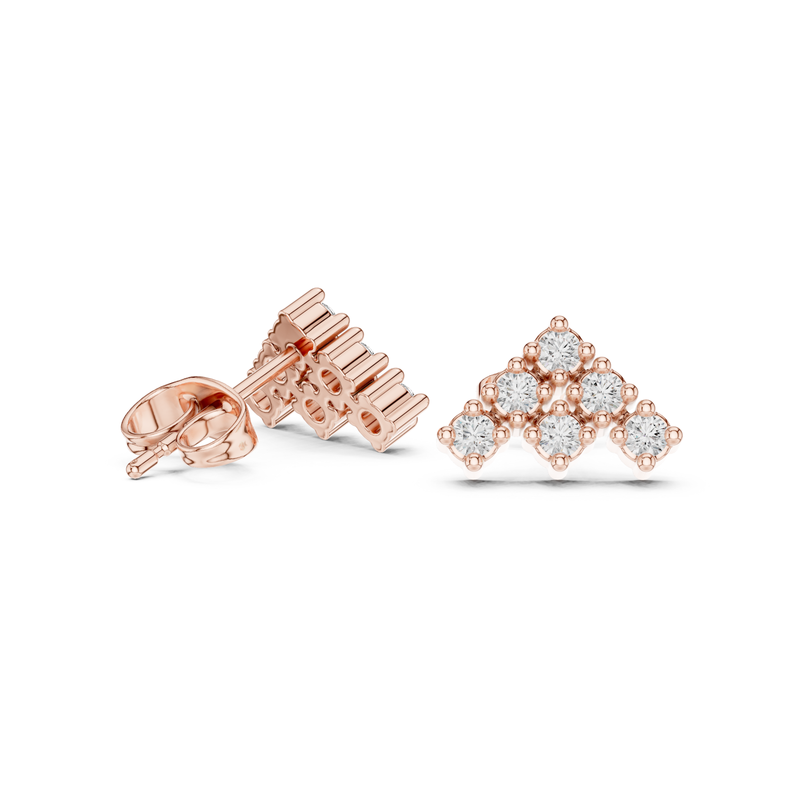  Rose Gold Celestial Three-Tiered Stud Earrings Left View