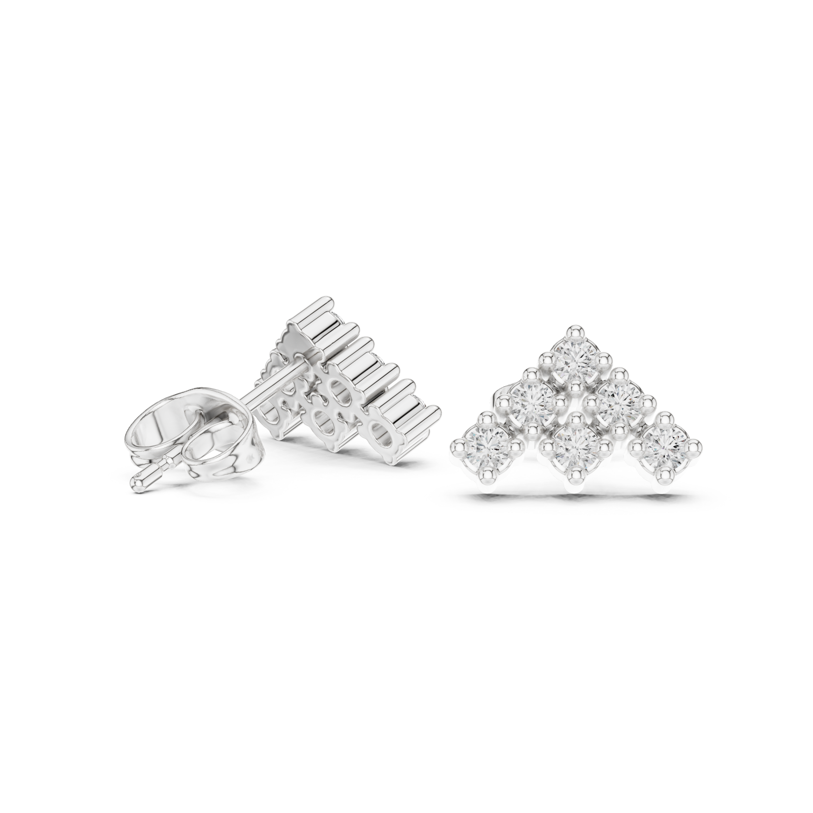  White Gold Celestial Three-Tiered Stud Earrings Left View