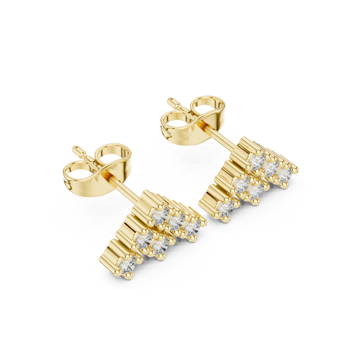 Gold Celestial Three-Tiered Stud Earrings Right View