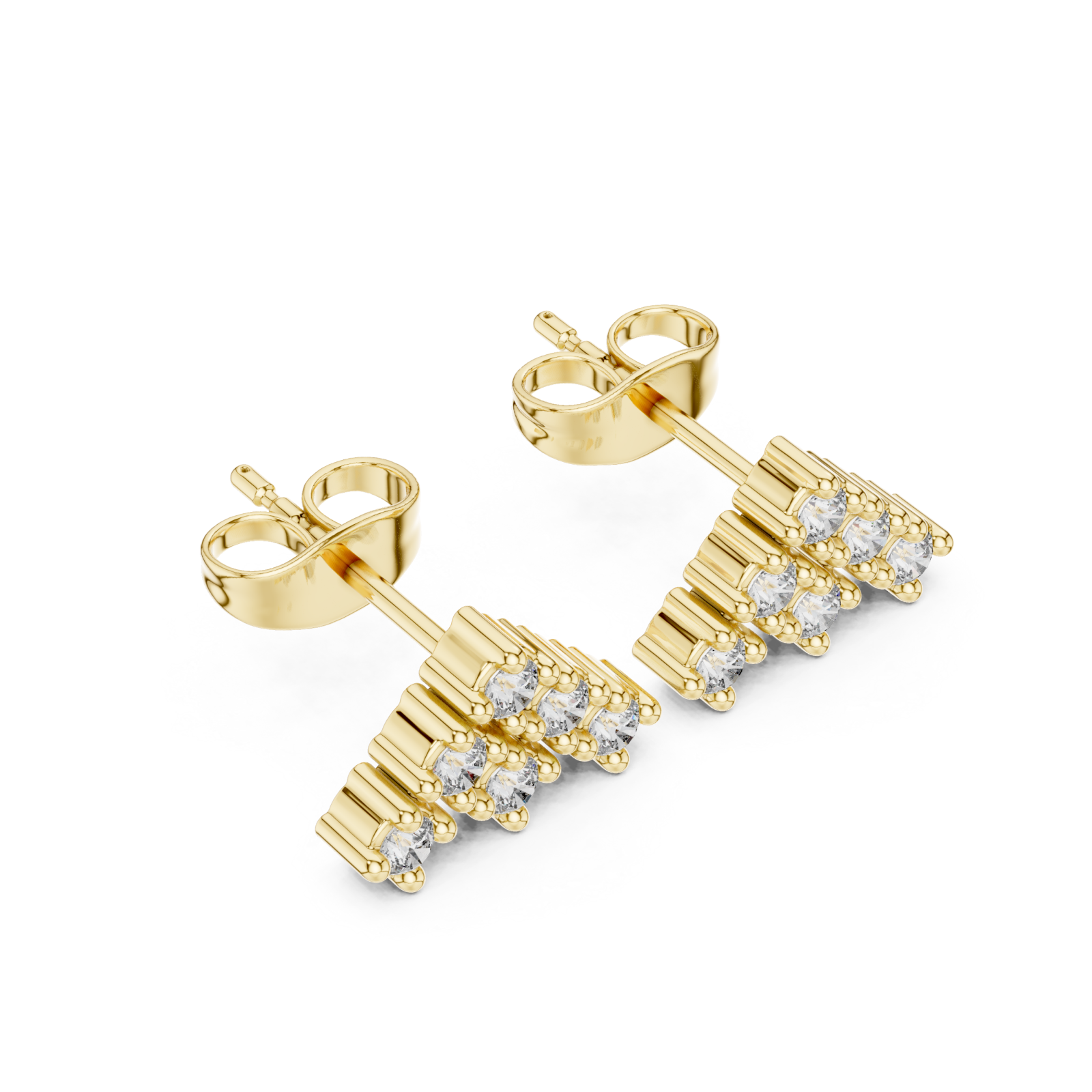 Gold Celestial Three-Tiered Stud Earrings Right View