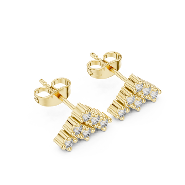 Gold Celestial Three-Tiered Stud Earrings Right View