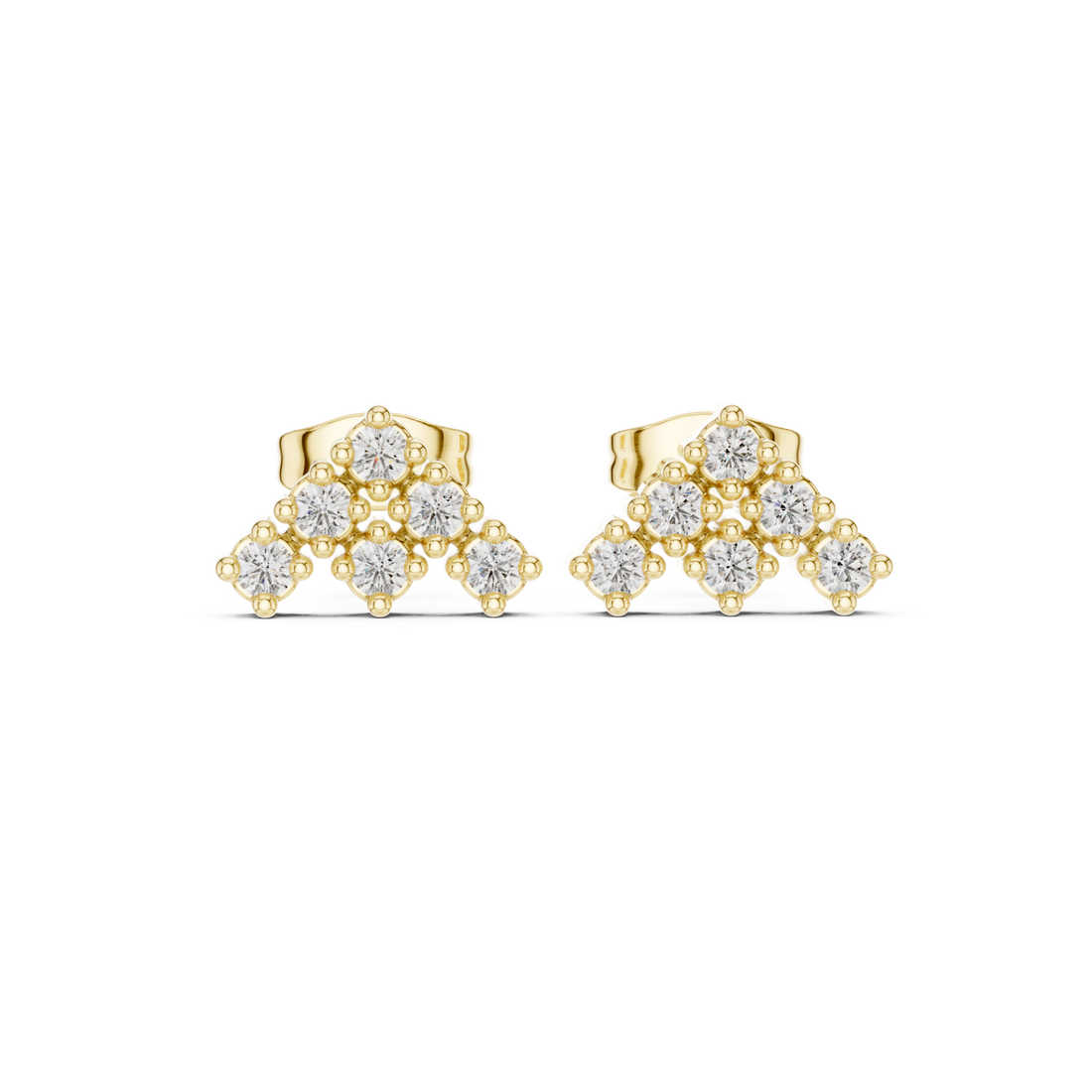 Gold Celestial Three-Tiered Stud Earrings Right View