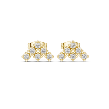 Gold Celestial Three-Tiered Stud Earrings Front View