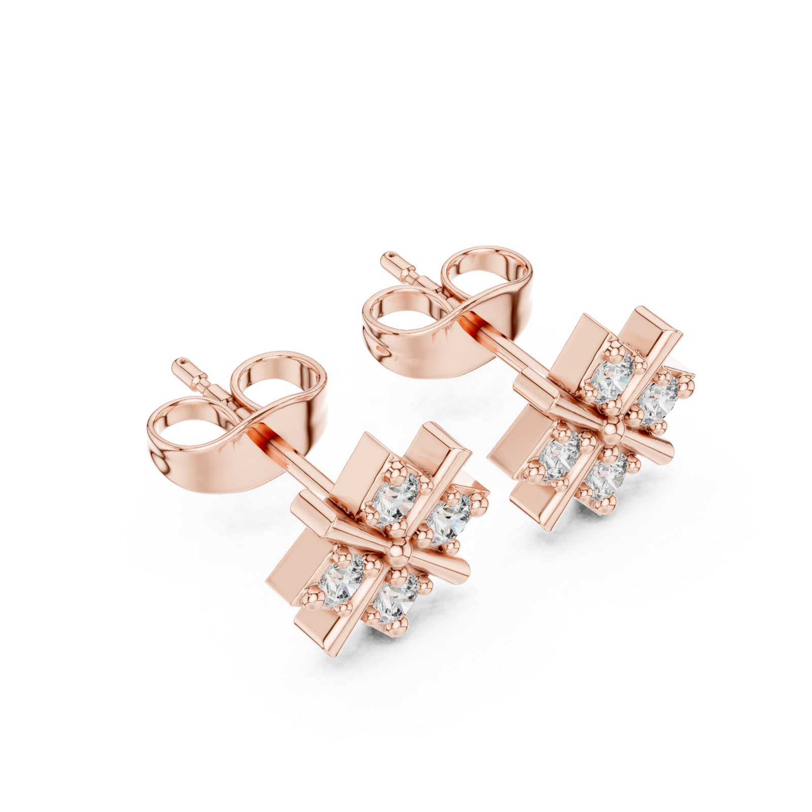  Rose Gold Eternal Lacework Radiant Cluster Stud Earrings Right View