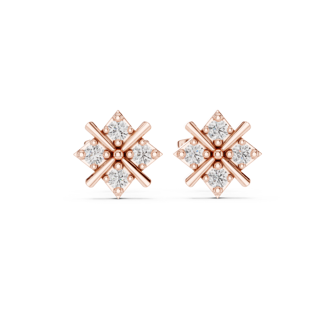  Rose Gold Eternal Lacework Radiant Cluster Stud Earrings Right View