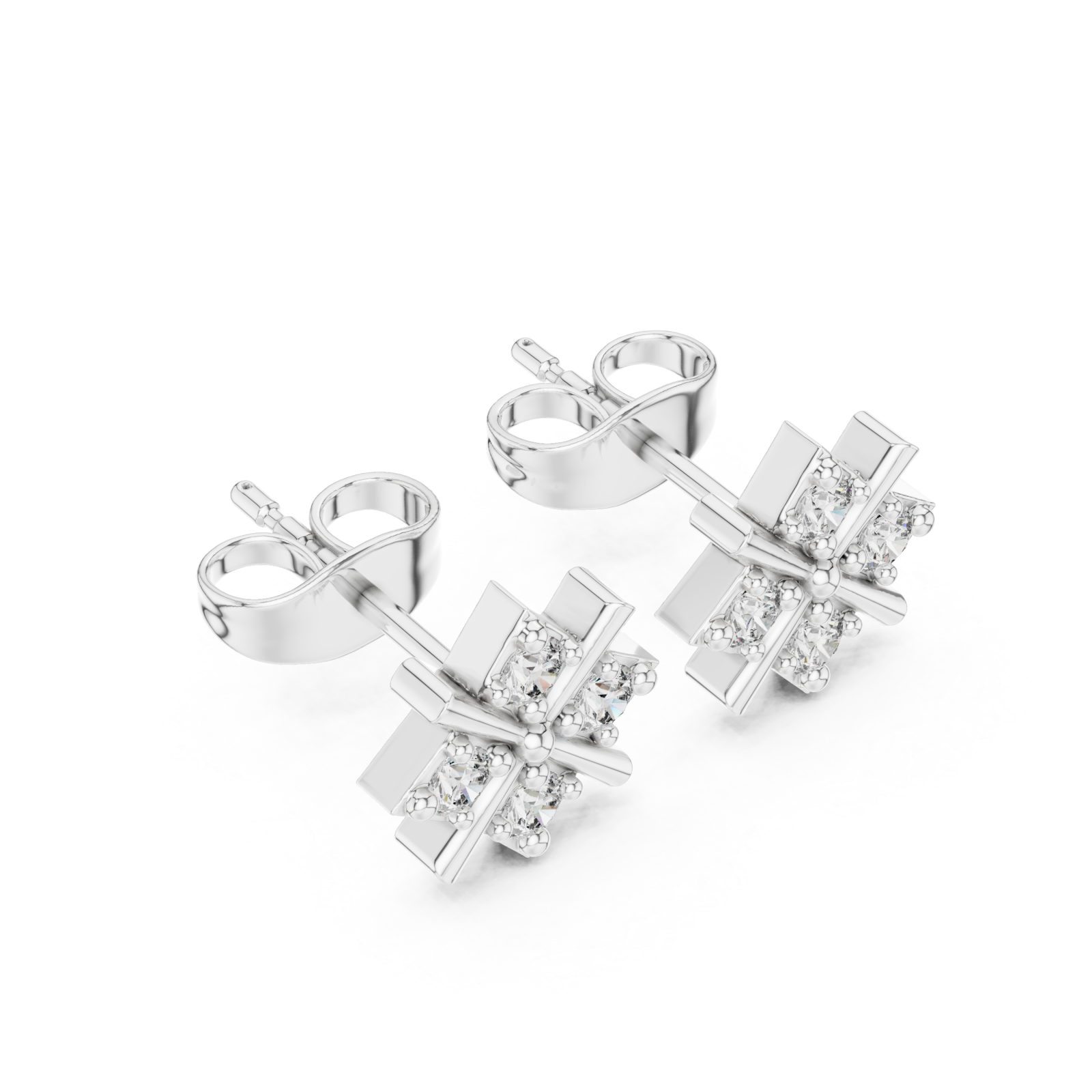  White Gold Eternal Lacework Radiant Cluster Stud Earrings Right View