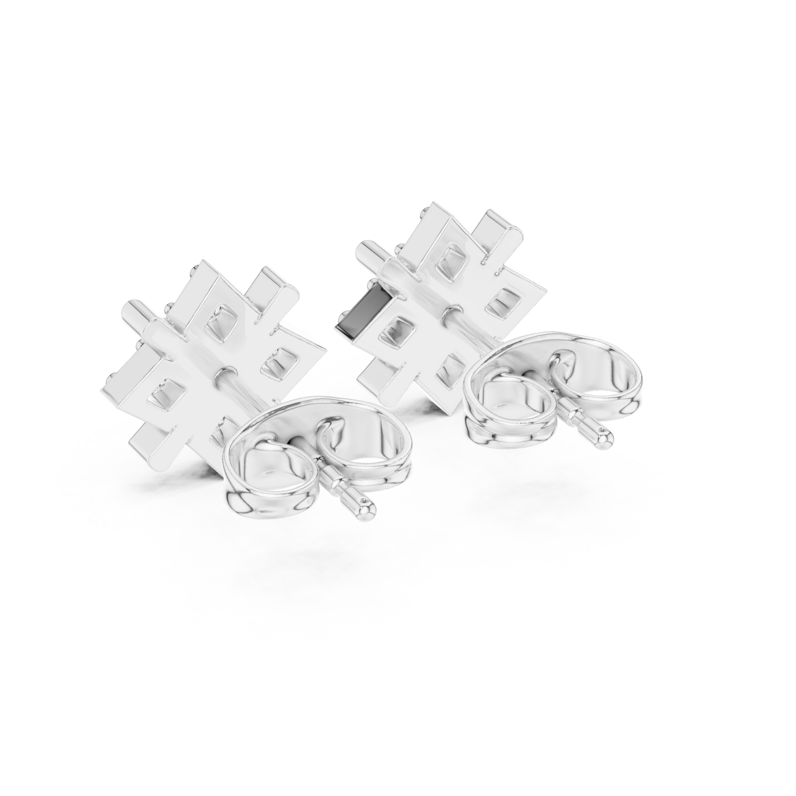  White Gold Eternal Lacework Radiant Cluster Stud Earrings Side View