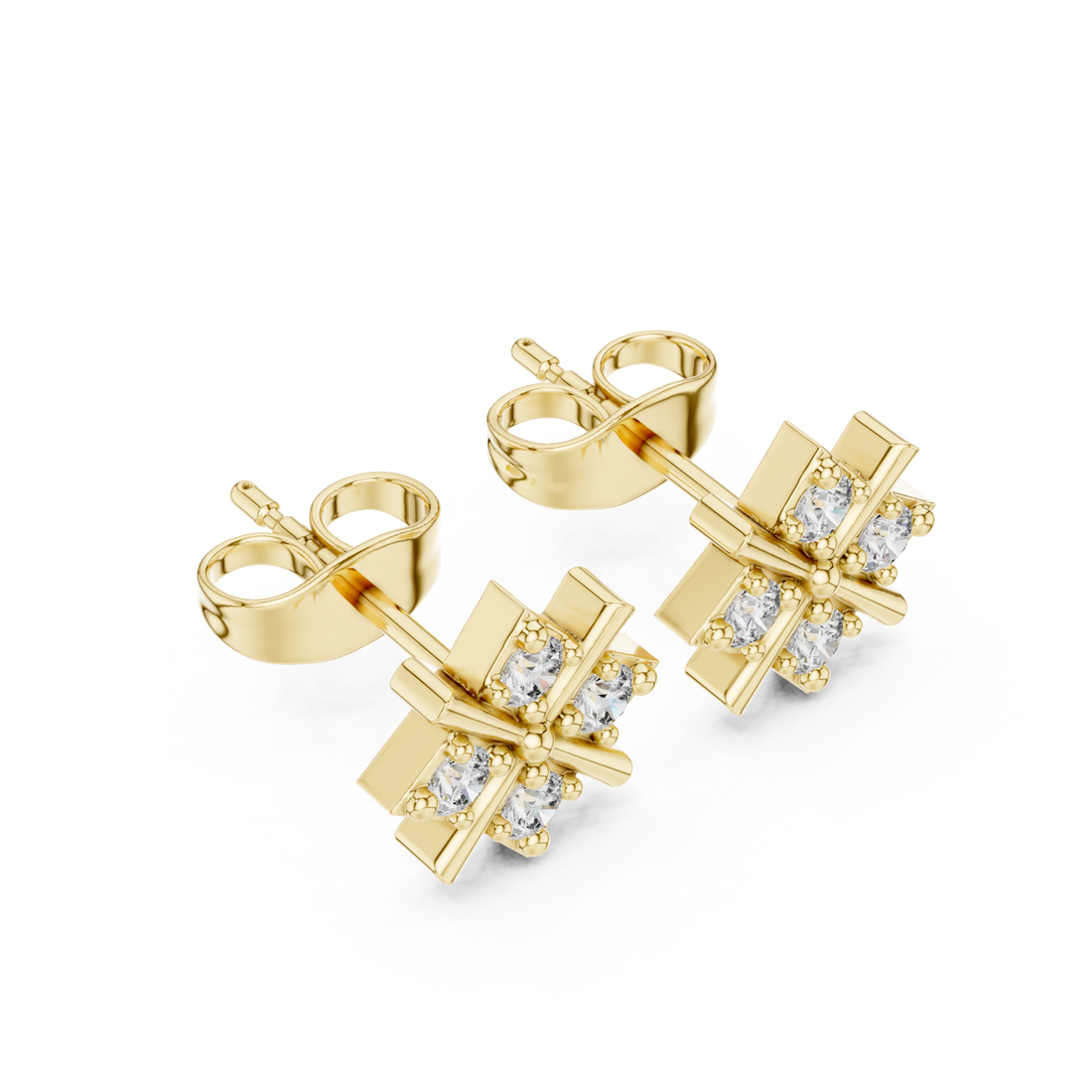 Gold Eternal Lacework Radiant Cluster Stud Earrings Right View