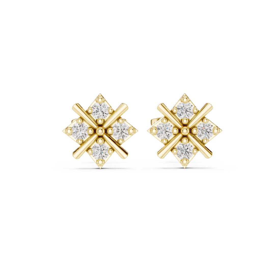 Gold Eternal Lacework Radiant Cluster Stud Earrings Right View