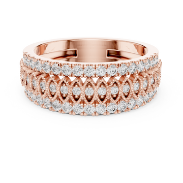  Rose Gold Fourfold Elegance Openwork Pavé Band Ring Front View