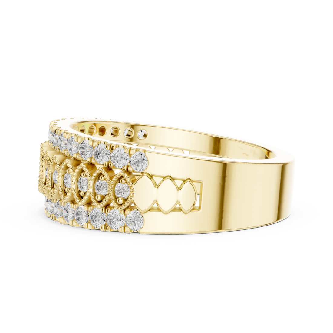  Gold Fourfold Elegance Openwork Pavé Band Ring Front View
