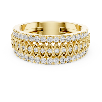  Gold Fourfold Elegance Openwork Pavé Band Ring Front View