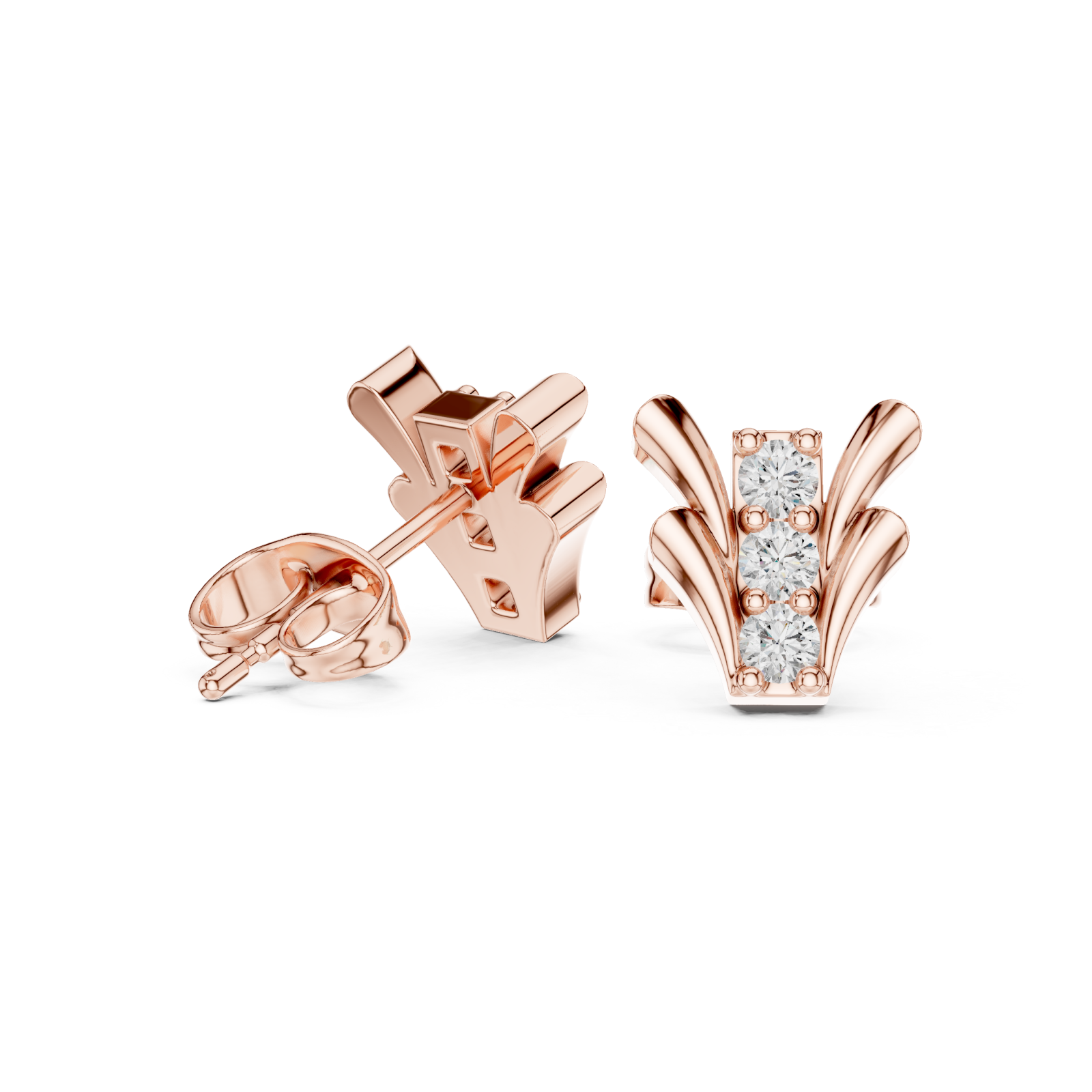  Rose Gold Sculpted Harmony Studs Left View