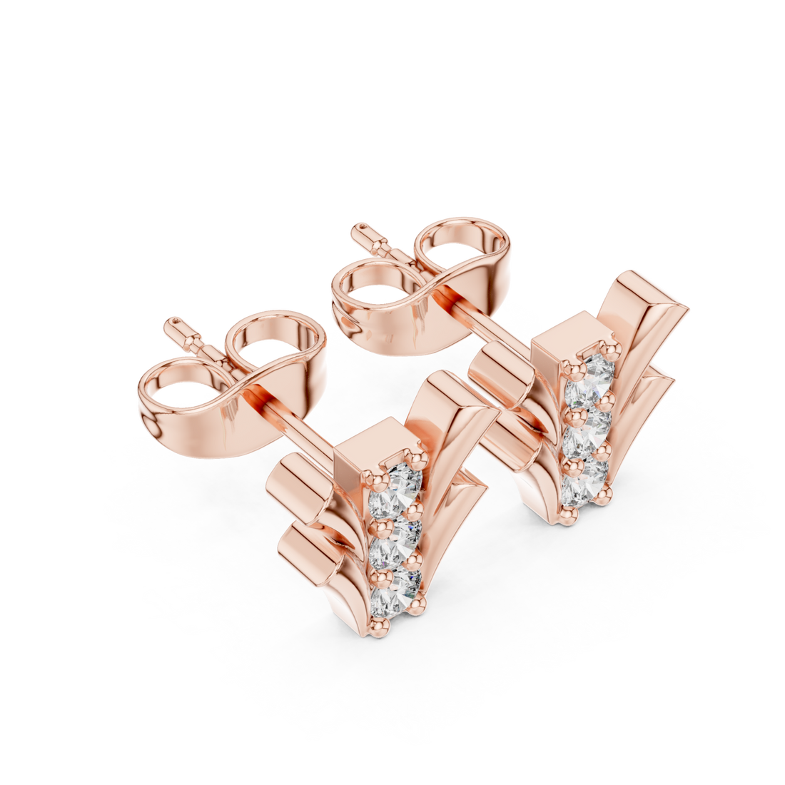  Rose Gold Sculpted Harmony Studs Right View