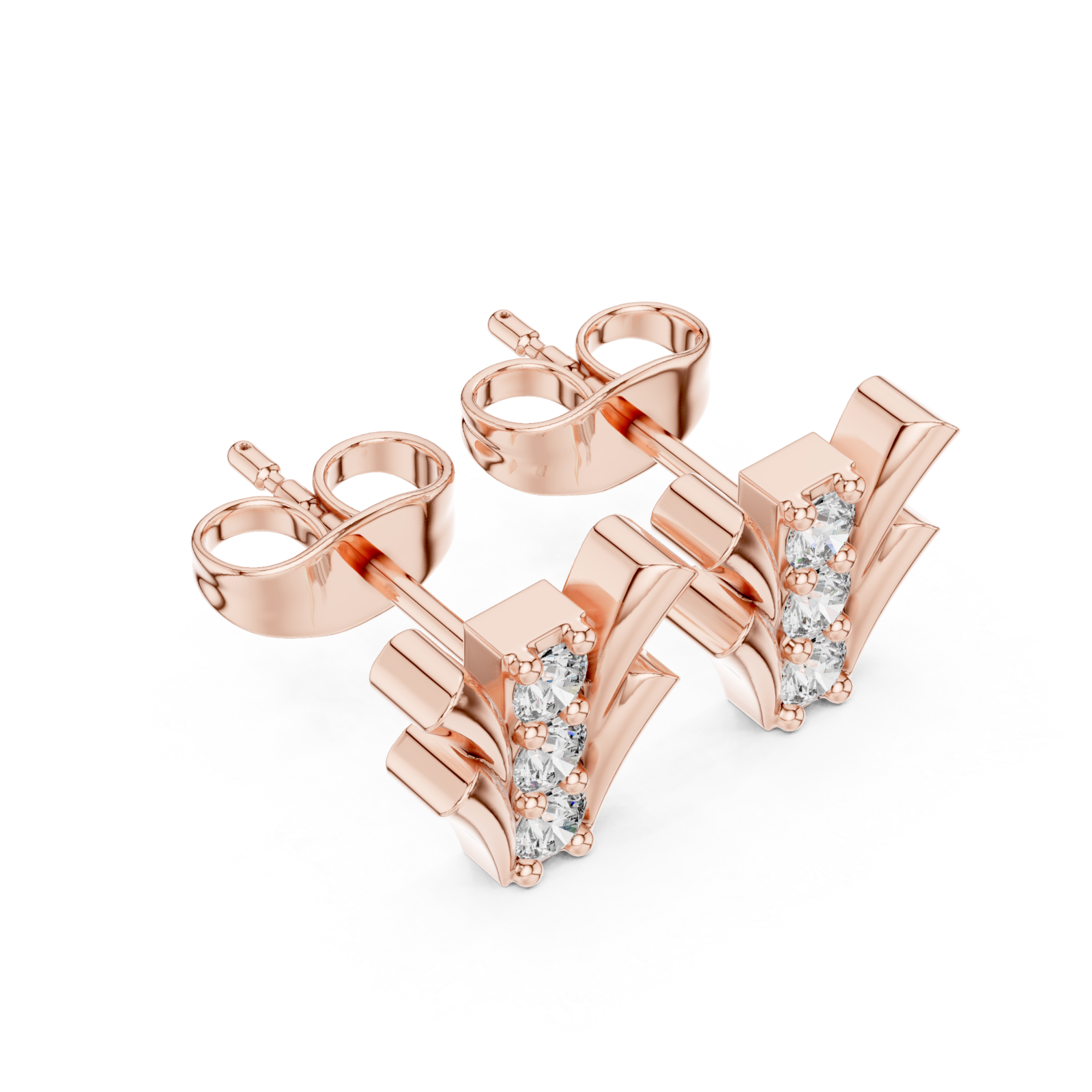  Rose Gold Sculpted Harmony Studs Right View