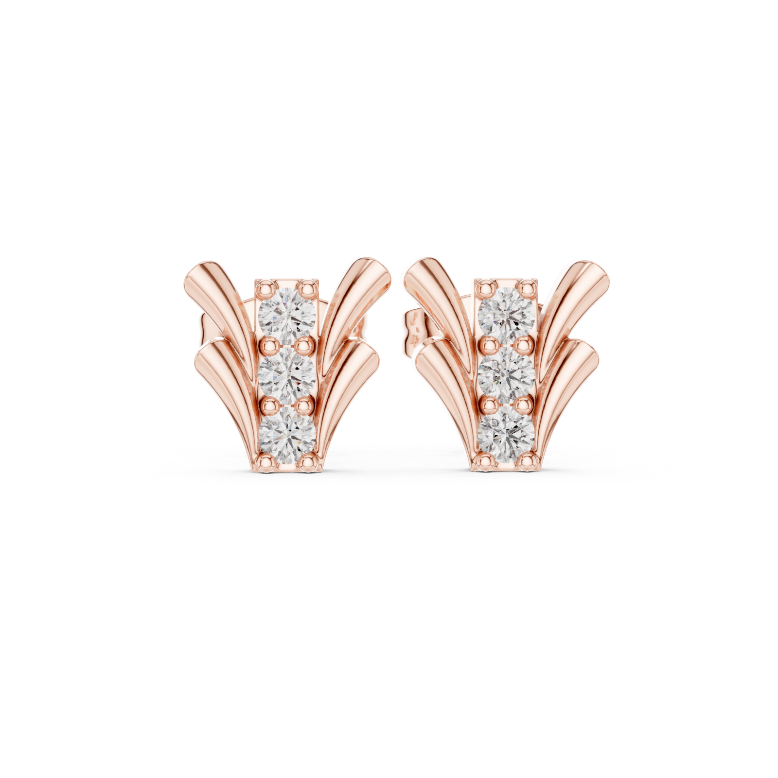  Rose Gold Sculpted Harmony Studs Front View