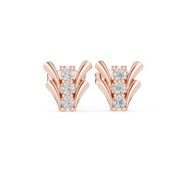  Rose Gold Sculpted Harmony Studs Front View