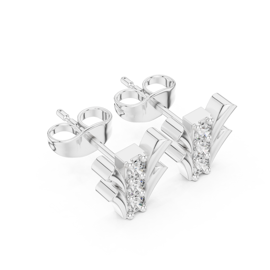 White Gold Sculpted Harmony Studs Right View