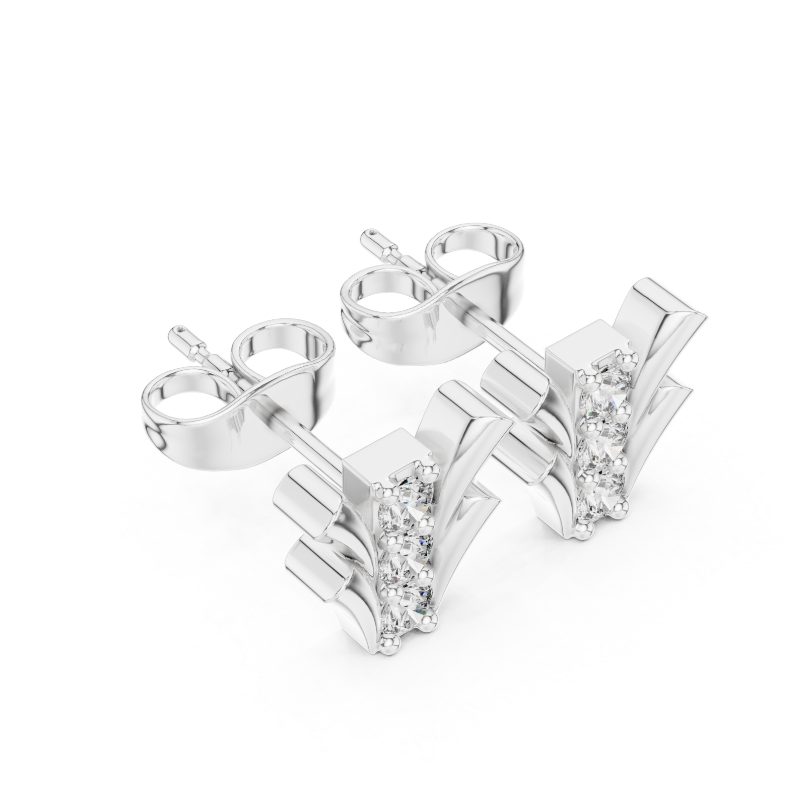  White Gold Sculpted Harmony Studs Right View