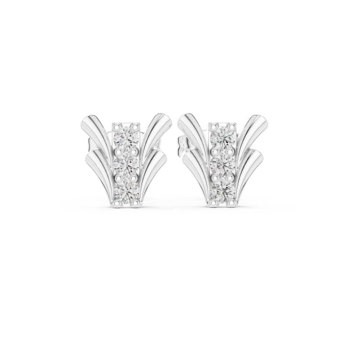  White Gold Sculpted Harmony Studs Right View