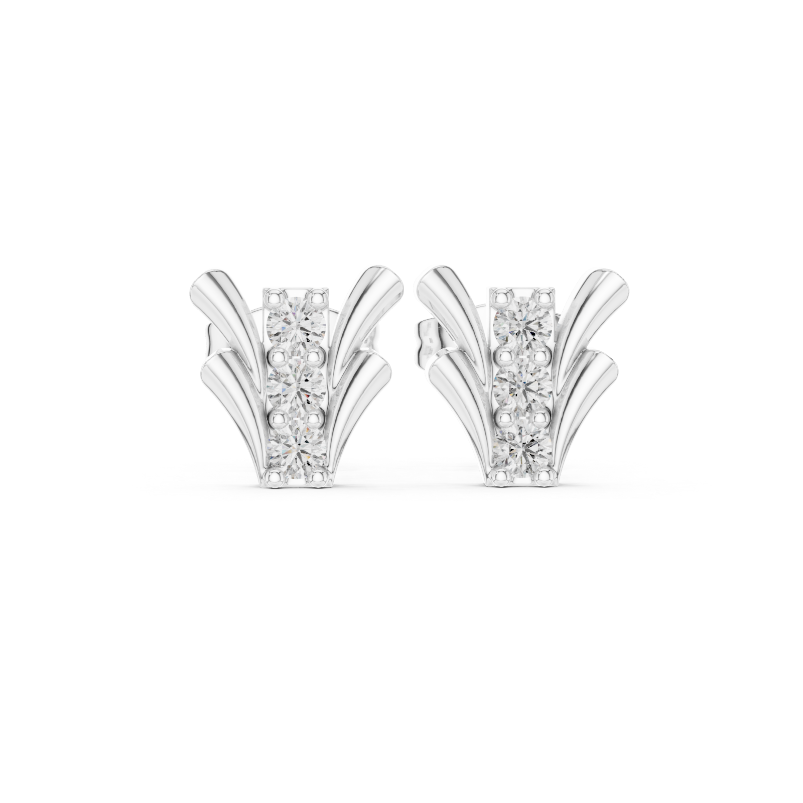  White Gold Sculpted Harmony Studs Front View