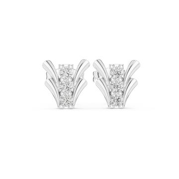  White Gold Sculpted Harmony Studs Front View