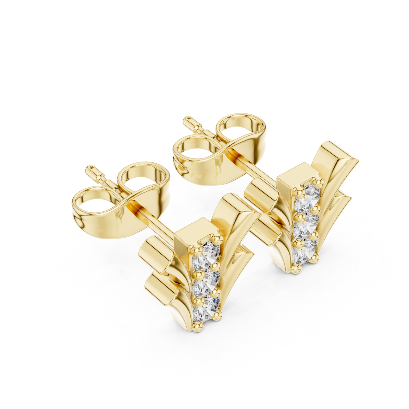 Gold Sculpted Harmony Studs Right View
