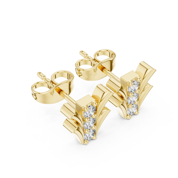 Gold Sculpted Harmony Studs Right View