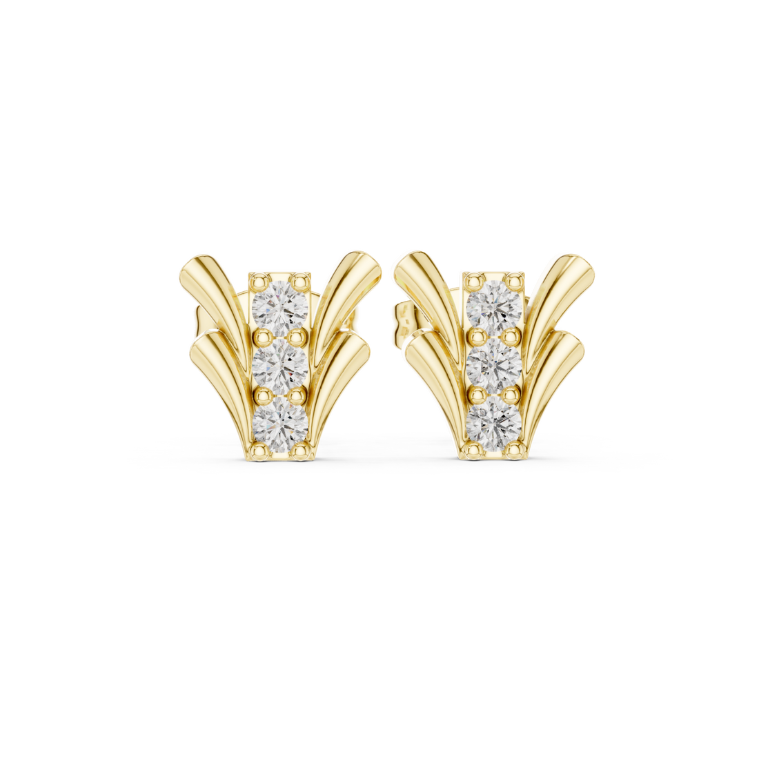 Gold Sculpted Harmony Studs Right View