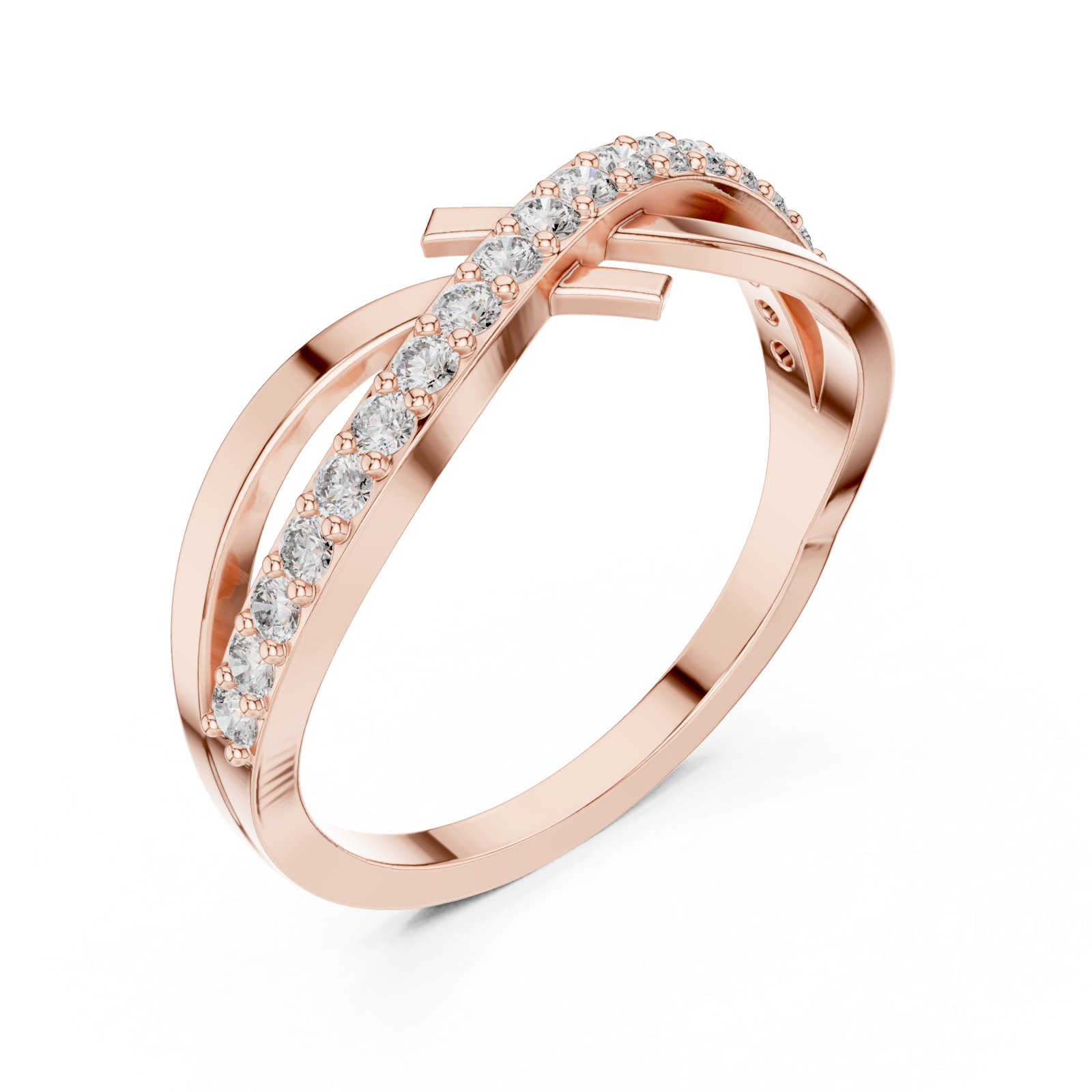  Rose Gold Celestial Pathway Double Band Ring Right View