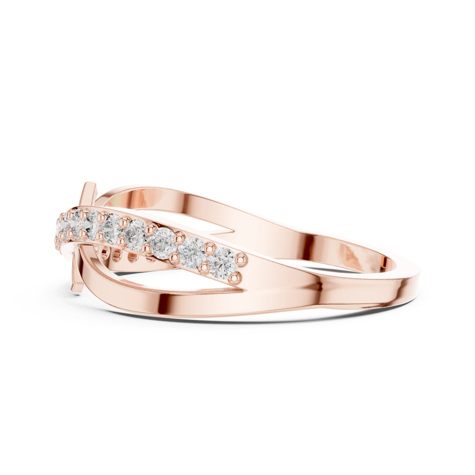  Rose Gold Celestial Pathway Double Band Ring Side View