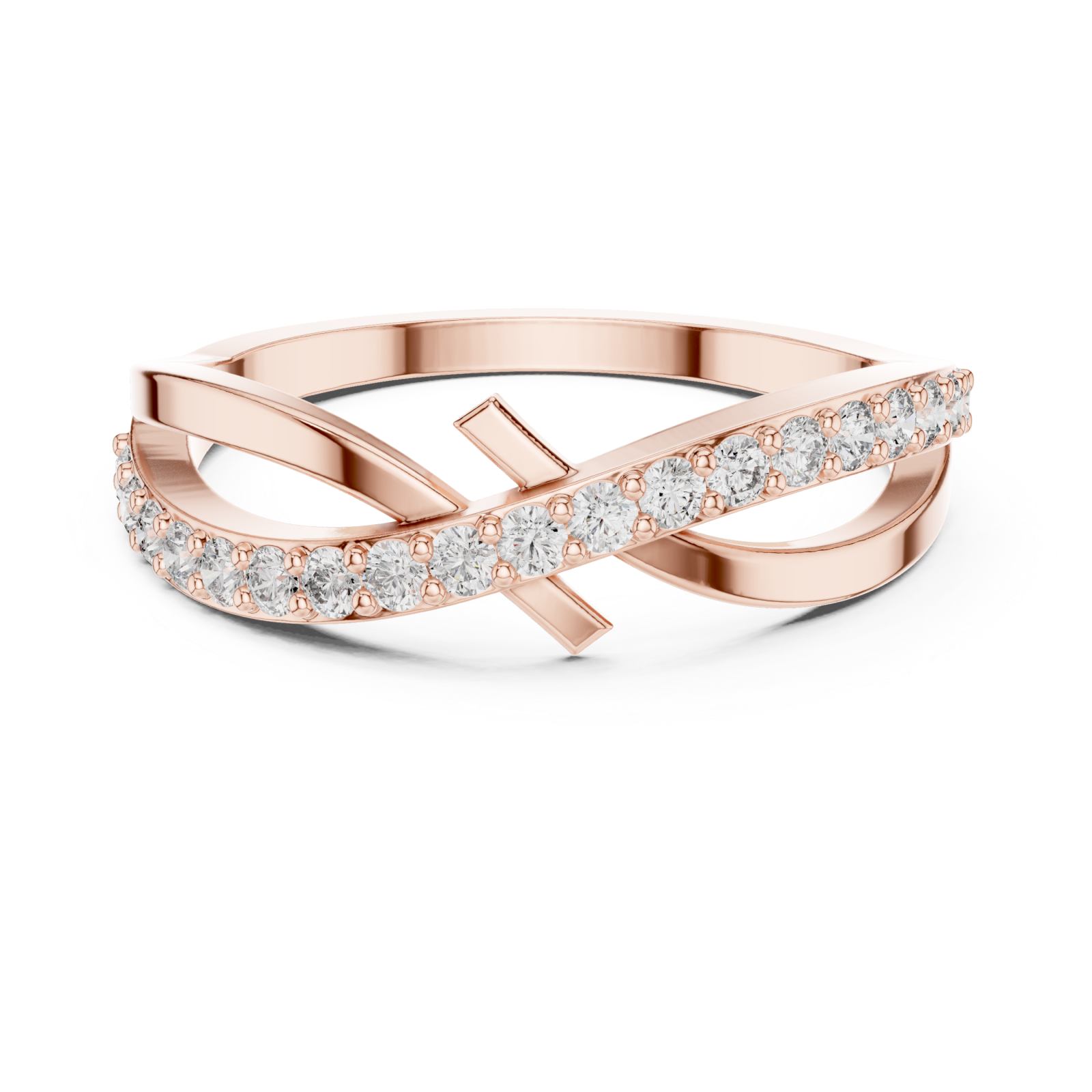  Rose Gold Celestial Pathway Double Band Ring Front View