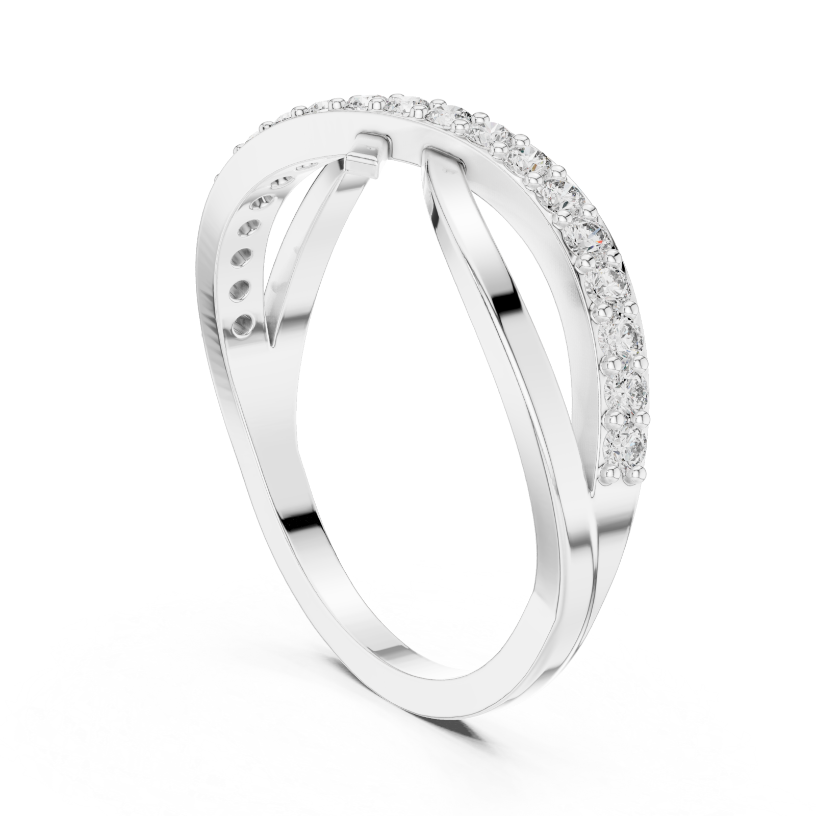  White Gold Celestial Pathway Double Band Ring Left View
