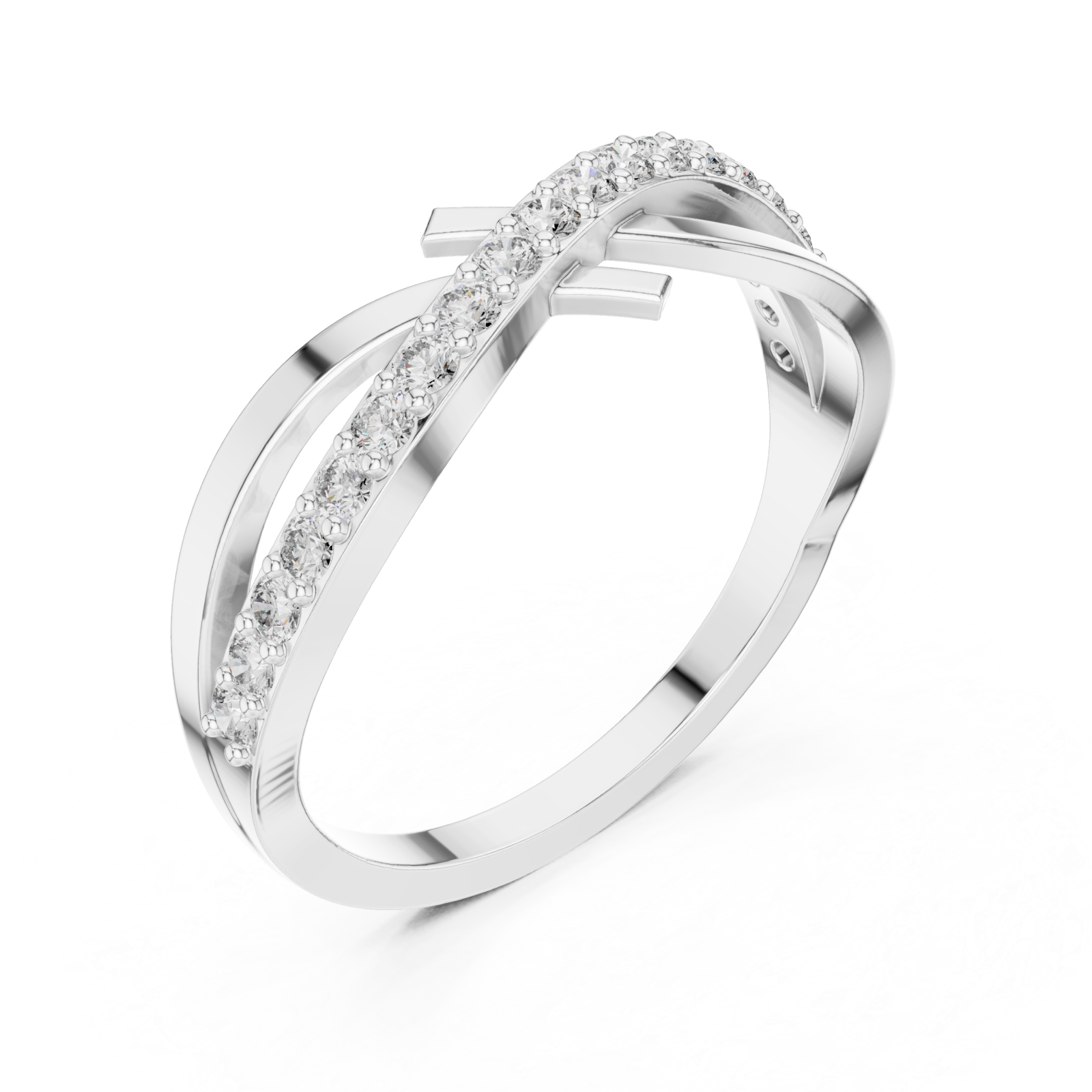  White Gold Celestial Pathway Double Band Ring Right View