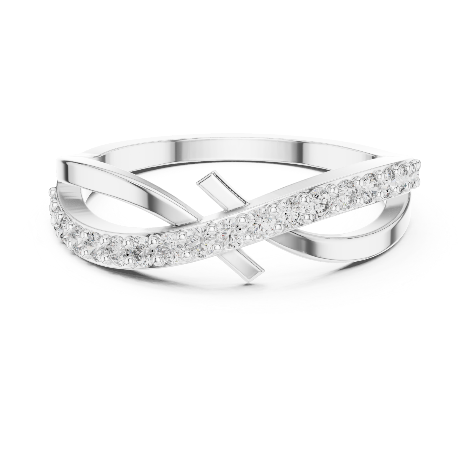  White Gold Celestial Pathway Double Band Ring Front View