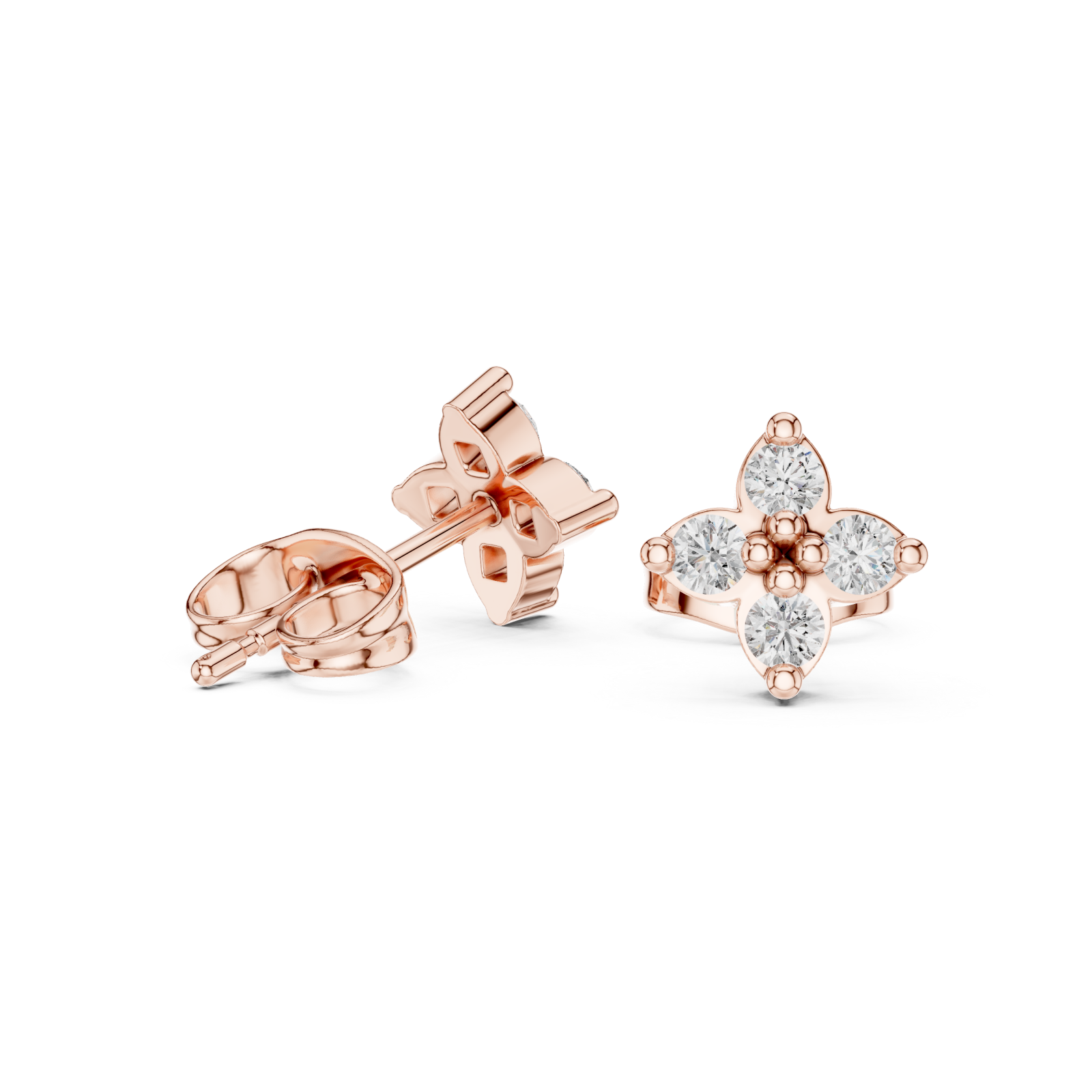  Rose Gold Radiant Glow Floral Cluster Earrings Left View